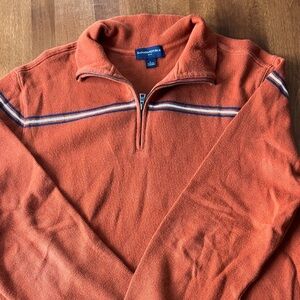 Banana Republic Orange Zip Up Sweater with Sporty Stripes
